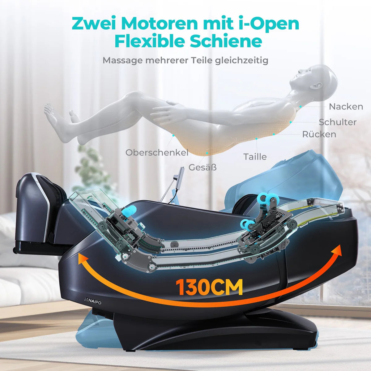 Massagesessel S61-NAIPO 4D High-End , Wärmefunktion, 8-inch Tablet-Steuerung
