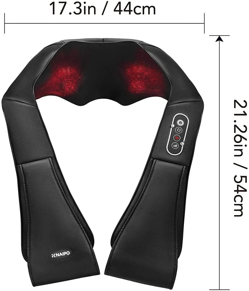 NAIPO Massagegerät Shiatsu, für Nacken Rücken Schulter, Infrarotwärme, kabelgebunden - Neustes Modell