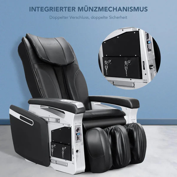 NAIPO Münzbetriebener Massagesessel, Shiatsu Massagestuhl, Doppeltes Sicherheitsystem, Gewerblich, Digitialanzeige