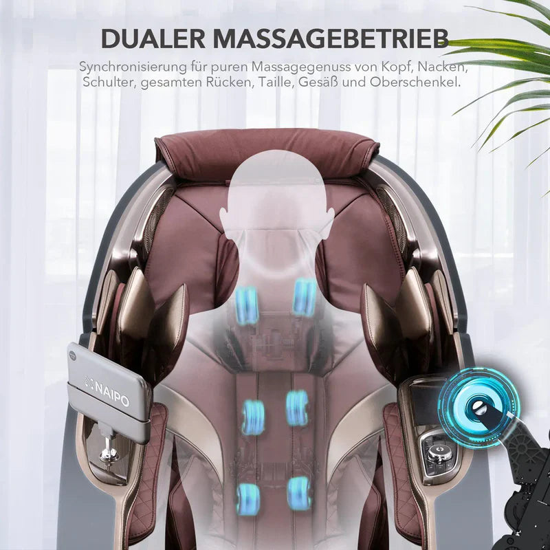 Massagesessel Naipo 8900, Naipo 4D High-End, Raumkapsel-Design, Integriertes Tablet, Zero Gravity