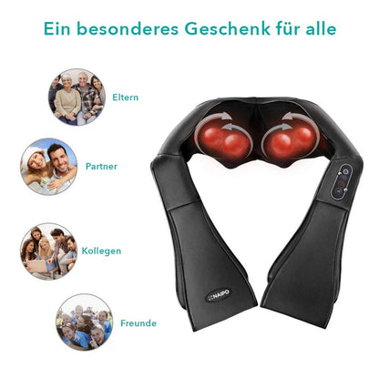 NAIPO Massagegerät Shiatsu, für Nacken Rücken Schulter, Infrarotwärme, kabelgebunden - Neustes Modell