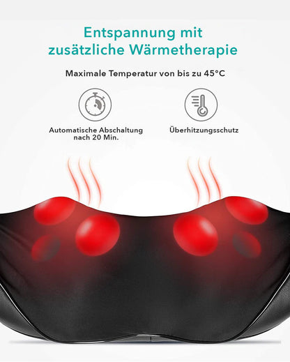 NAIPO Massagegerät Shiatsu, für Nacken Rücken Schulter, Infrarotwärme, kabelgebunden - Neustes Modell
