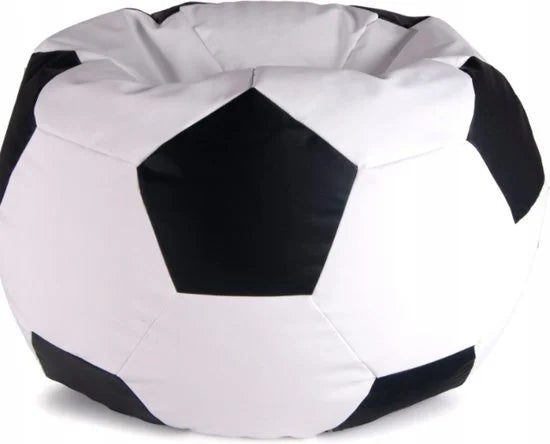Liegestuhl – Sitzsack – Öko-Leder – Fußball – schwarz/weiß