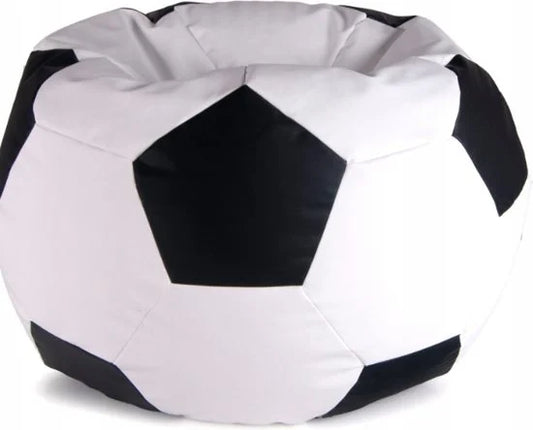 Liegestuhl – Sitzsack – Öko-Leder – Fußball – schwarz/weiß