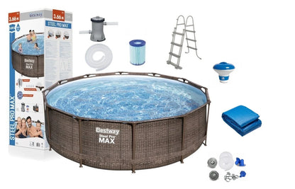 Bestway Steel Pro  Rattan-Look – komplettes Set